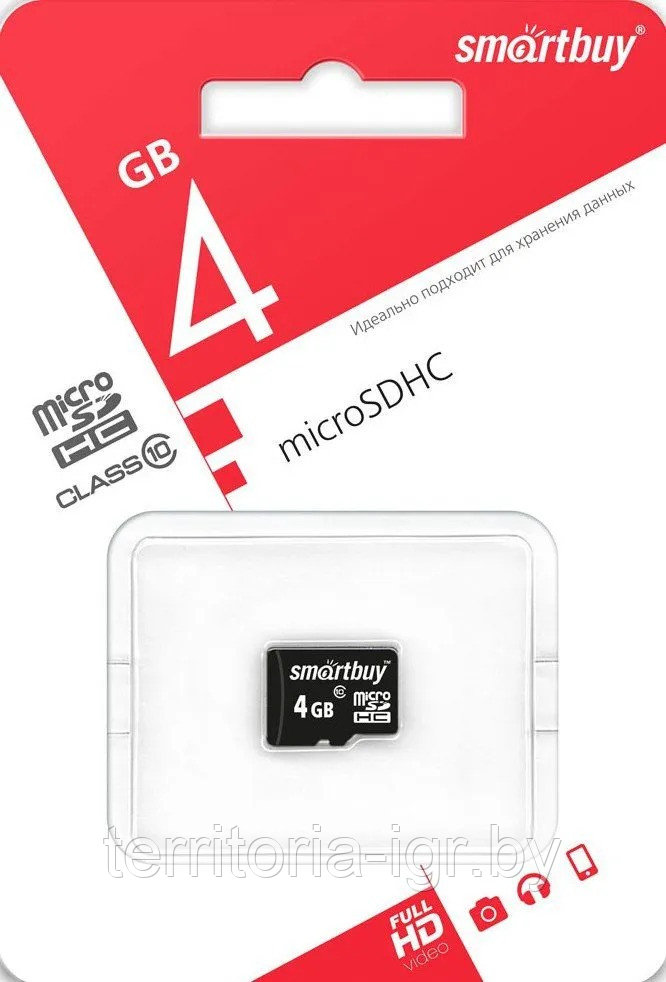 Карта памяти без адаптера 4Gb Class 10 micro SDHC SB4GBSDCL10-00 Smartbuy