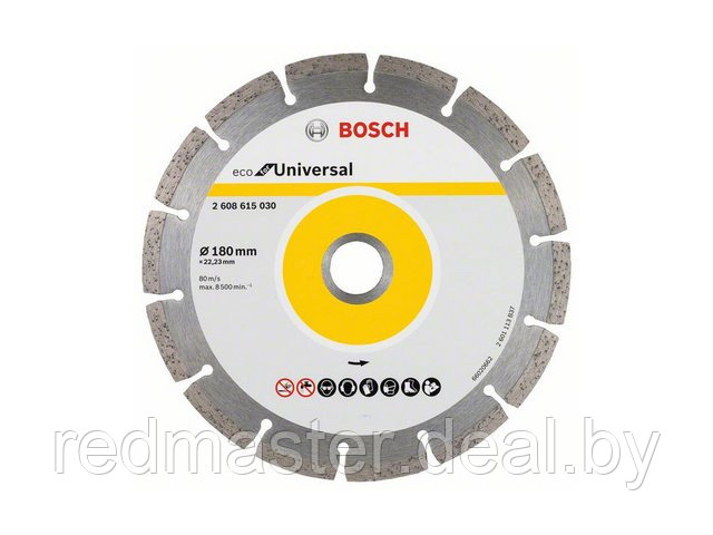 Алмазный круг 180х22 mm универсальный сегментированный ECO UNIVERSAL (сухая резка) BOSCH 2608615043 - фото 1 - id-p192622255