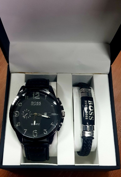 Мужской подарочный набор часы и браслет - фото 1 - id-p137893185