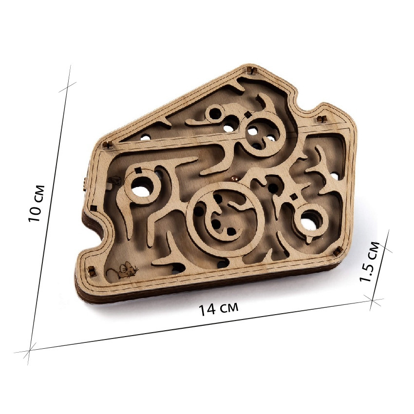 Деревянный конструктор-головоломка (сборка без клея) 2 в 1 Мышка в сыре UNIWOOD - фото 6 - id-p179626893