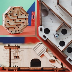 Деревянный конструктор - головоломка (сборка без клея) Лабиринт Побег из замка UNIWOOD, фото 1