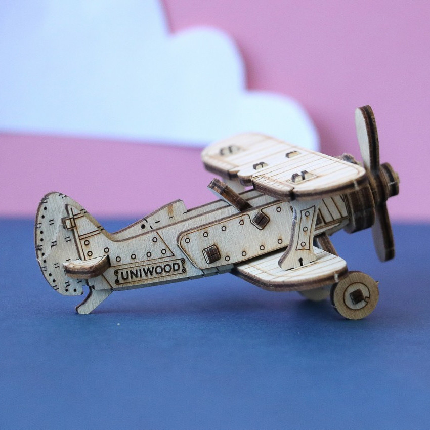 Деревянный конструктор (сборка без клея) Самолет UNIT И-15 UNIWOOD - фото 2 - id-p179626946