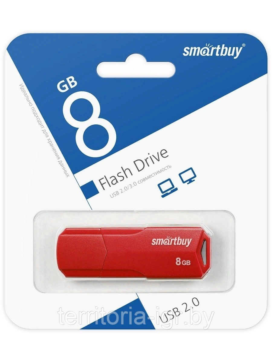 USB-накопитель 8Gb CLUE SB8GBCLU-R красный Smartbuy - фото 1 - id-p192665114