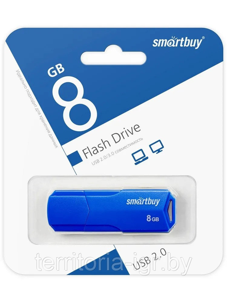 USB-накопитель 8Gb CLUE SB8GBCLU-BU синий Smartbuy - фото 1 - id-p192665153