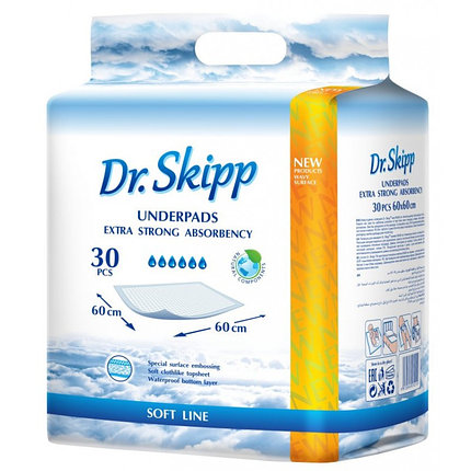 Пеленки гигиенические впитывающие Dr. Skipp Soft Line 60 х 60 см., 30 шт., фото 2