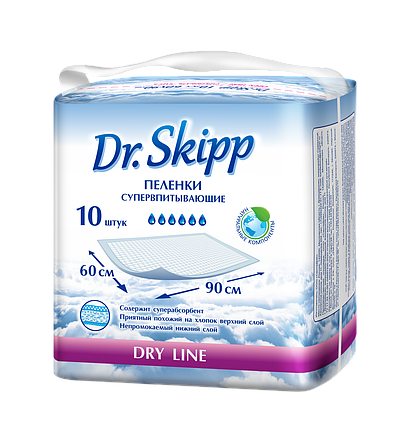 Пеленки гигиенические впитывающие Dr. Skipp Dry line, 60 х 90 см. (10 шт.), фото 2