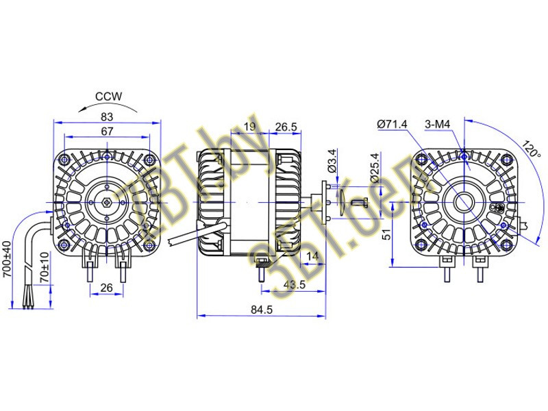 Двигатель вентилятора для холодильника Weiguang YZF10-20 - фото 3 - id-p192616286