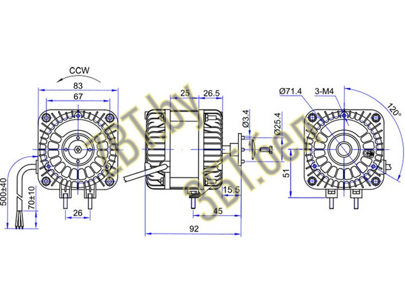 Двигатель вентилятора для холодильника Weiguang YZF16-25 - фото 3 - id-p192616287