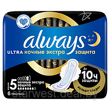 Always Ultra Secure Night Размер 5 Ночные Экстра / Night Extra 6 шт. Женские прокладки