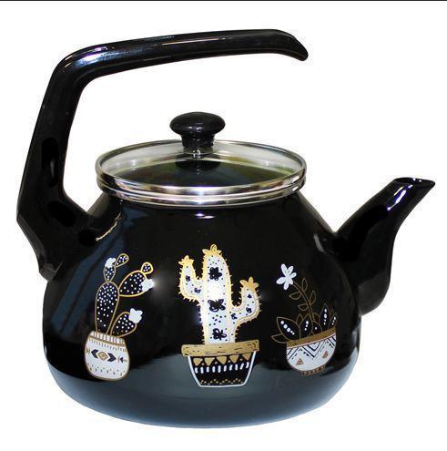 Эмалированный чайник для газовой и индукционной плиты без свистка 3 литра INTEROS 4015В черный - фото 1 - id-p192685283