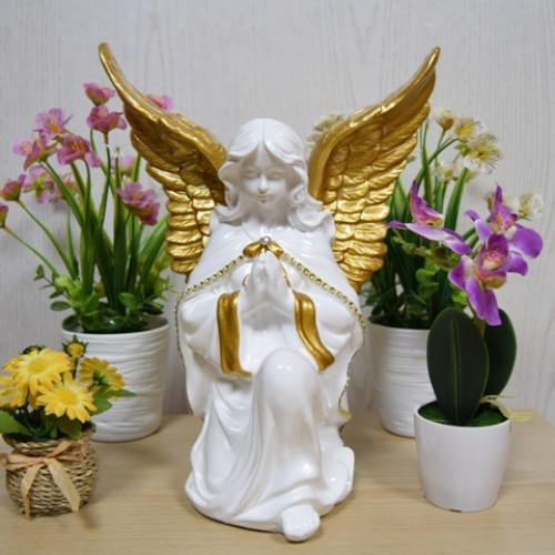 Статуэтка ангел большой дева белый/золото 34см арт. дс-017ак - фото 1 - id-p190735425
