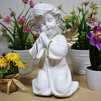 Статуэтка ангел большой молящийся белый/золото 27см арт.дс-006ак