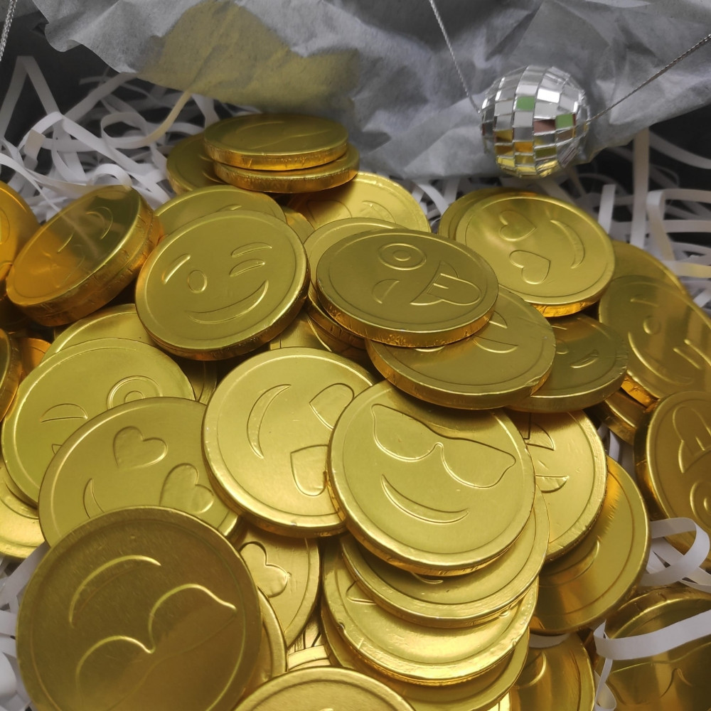 Золотые шоколадные монеты Смайлик MIX, набор 20 монеток - фото 5 - id-p189550040