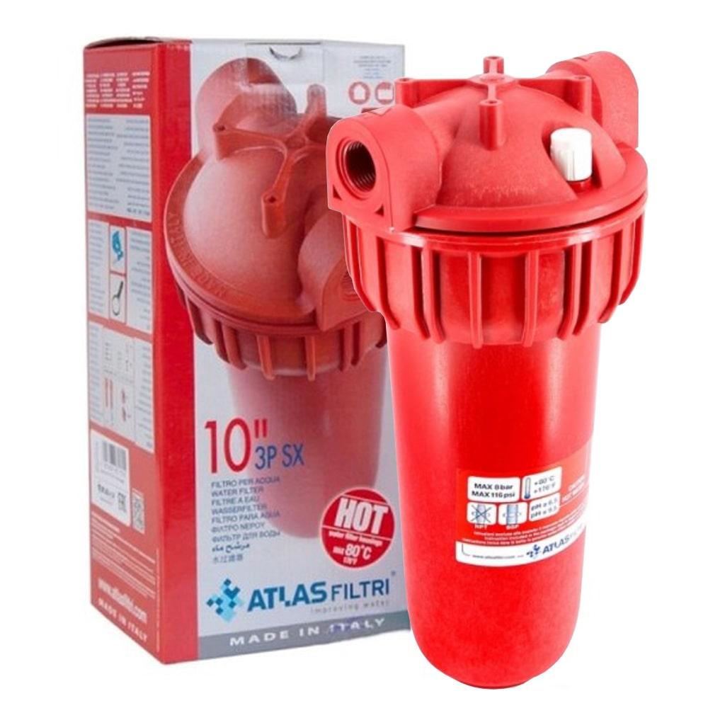 Магистральный фильтр для очистки горячей воды Atlas Filtri SENIOR PLUS HOT 3P SX AB 1/2", без картриджа - фото 6 - id-p178264368