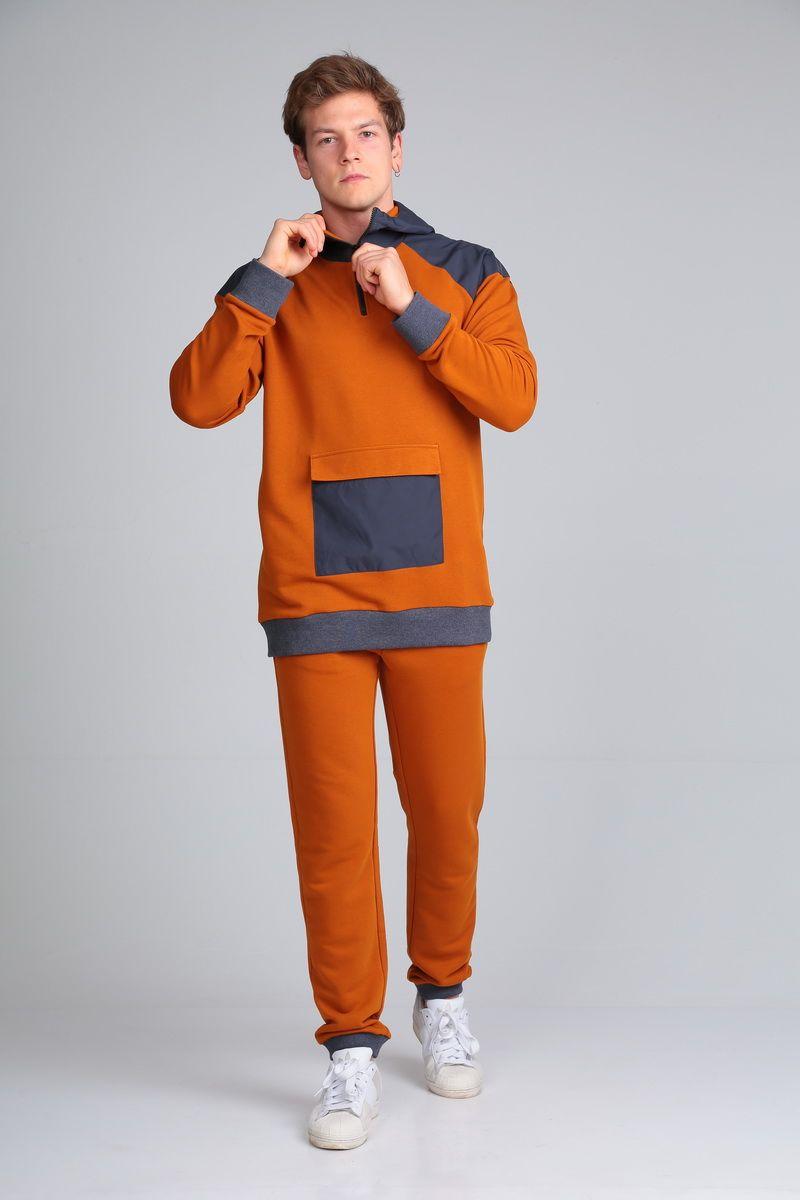 Мужской осенний трикотажный оранжевый спортивный спортивный костюм HIT 0313  рыжий 46р.