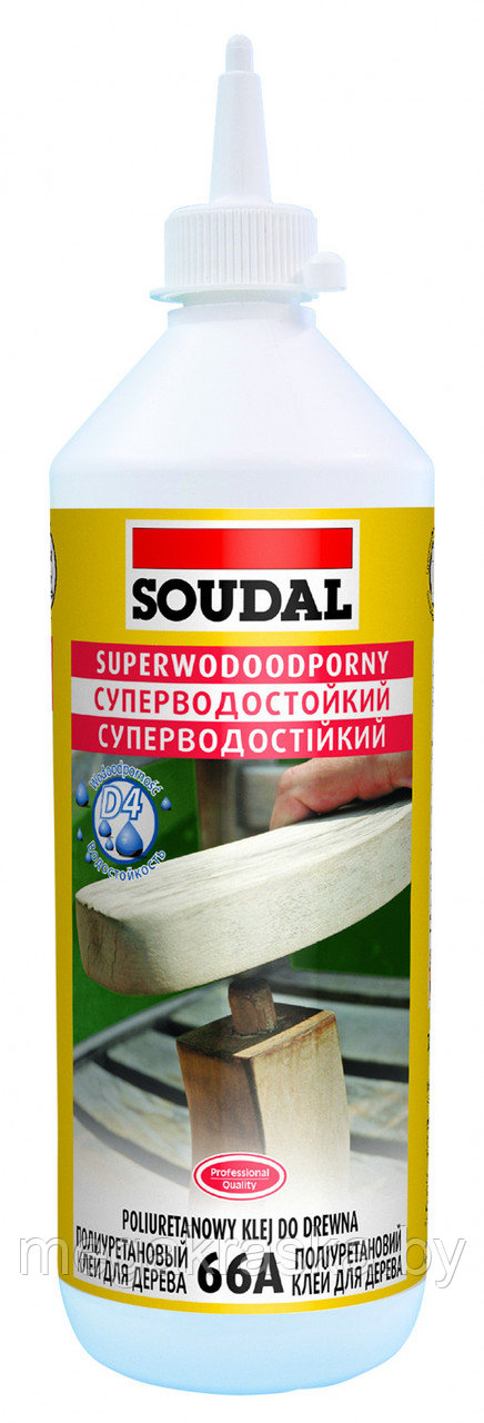 ВОДОСТОЙКИЙ ПОЛИУРЕТАНОВЫЙ КЛЕЙ ДЛЯ ДЕРЕВА SOUDAL 66A 750 мл. - фото 1 - id-p192694993