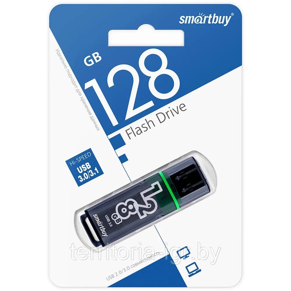 USB-накопитель 128GB Glossy series SB128GBGS-DG USB 3.0 черный Smartbuy