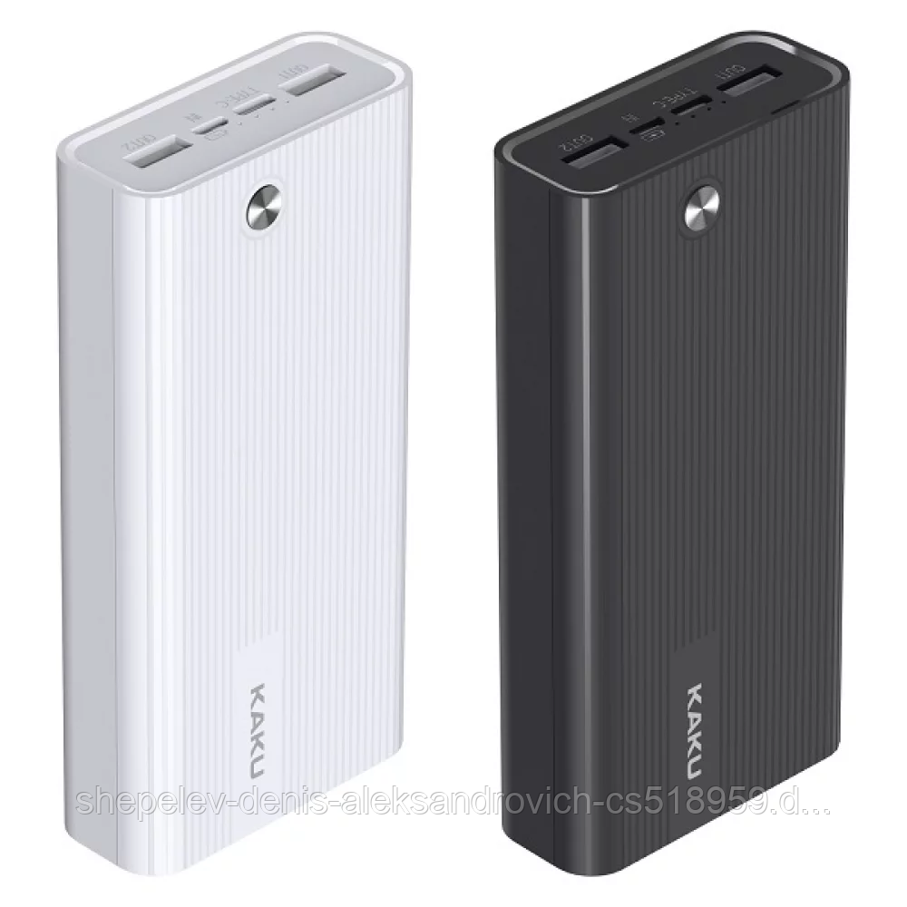 Power Bank KAKU KSC-412 ( 20000mAh ) 2USB выхода ,2 входа( микро/type-c)+индикатор заряда Цвет : черный,белый