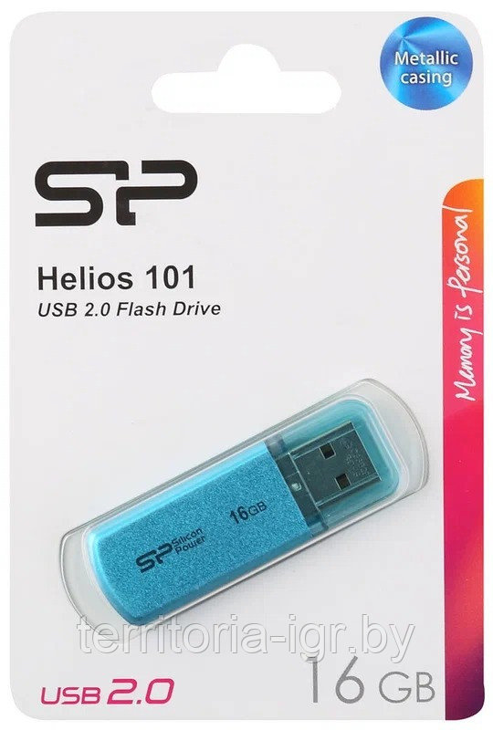 USB-накопитель 16GB Helios 101 SP016GBUF2101V1B голубой Silicon Power - фото 1 - id-p192711539