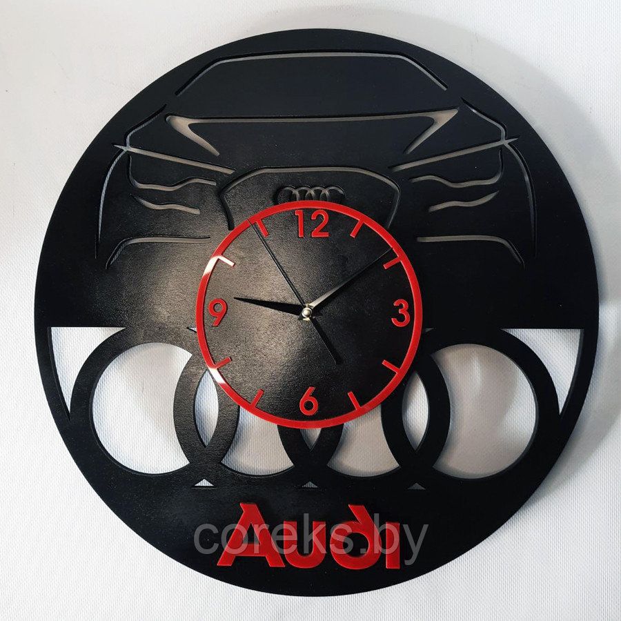 Деревянные настенные часы "Audi" (диаметр 45 см) - фото 1 - id-p192711859
