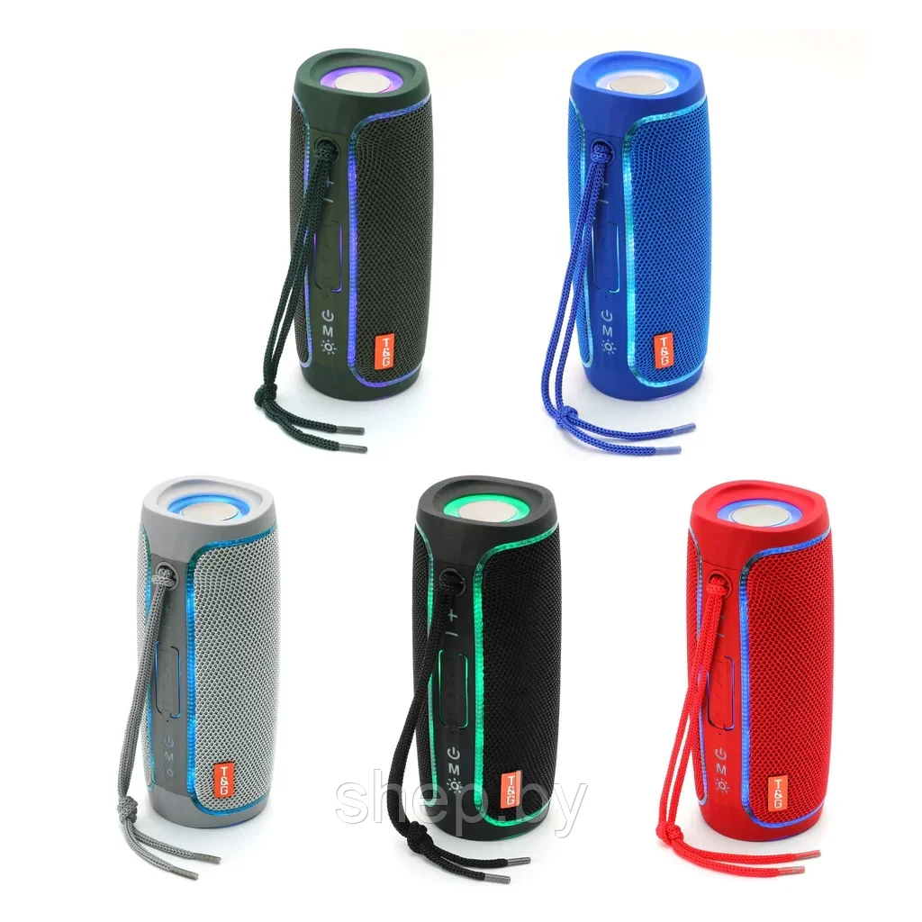 Bluetooth колонка T&G TG-288 с RGB-подсветкой Цвет: черный, красный, синий, серый - фото 1 - id-p192724634