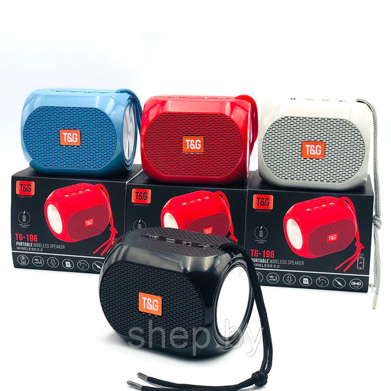 Bluetooth колонка T&G TG-196 Цвет: черный, красный, серый, голубой - фото 9 - id-p192727694
