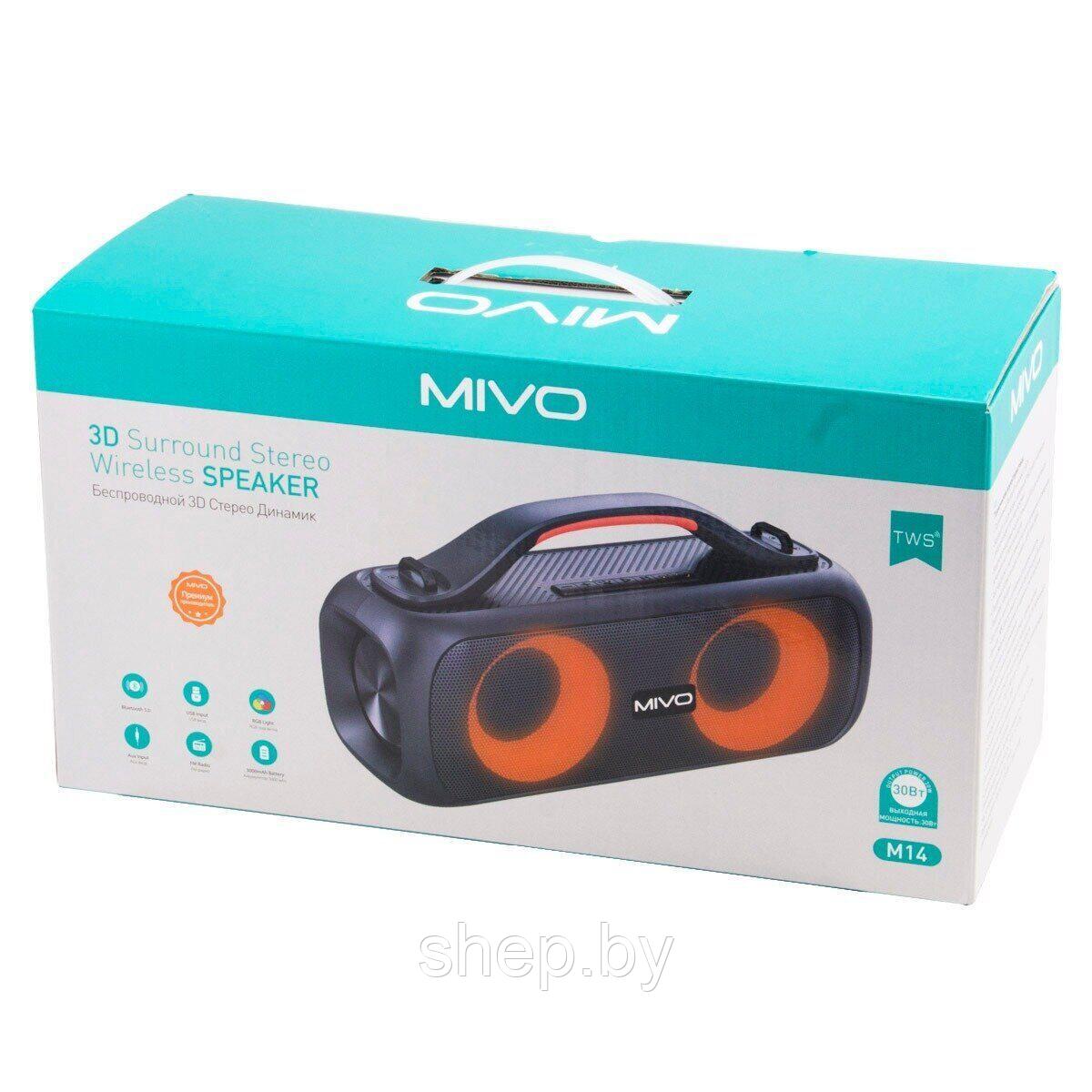 Портативная музыкальная колонка MIVO M14 с ручкой + RGB подсветка !!! - фото 5 - id-p192727765