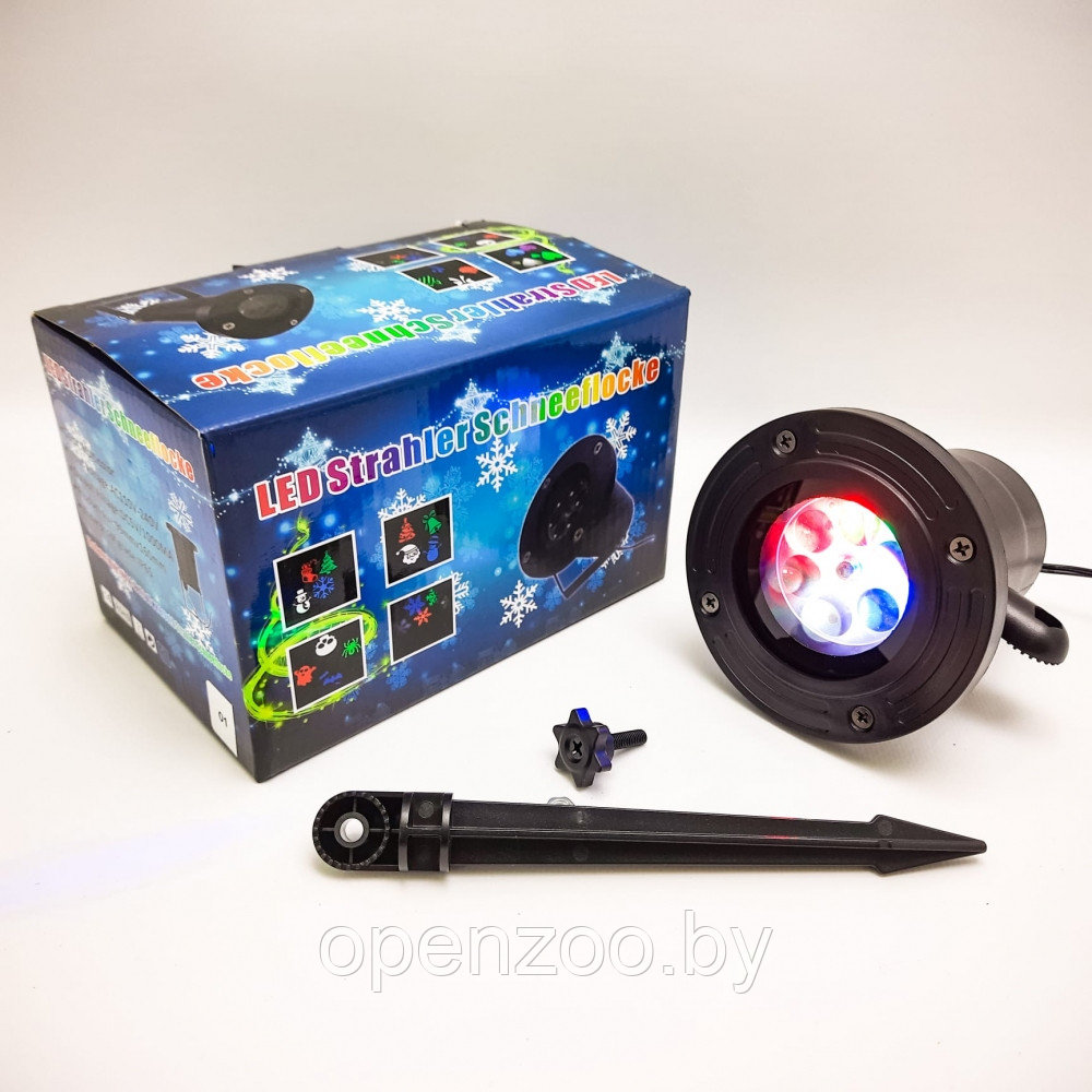 Лазерный проектор Снежинки Led Strahler Schneeflocke с эффектом светомузыки - фото 10 - id-p110452788