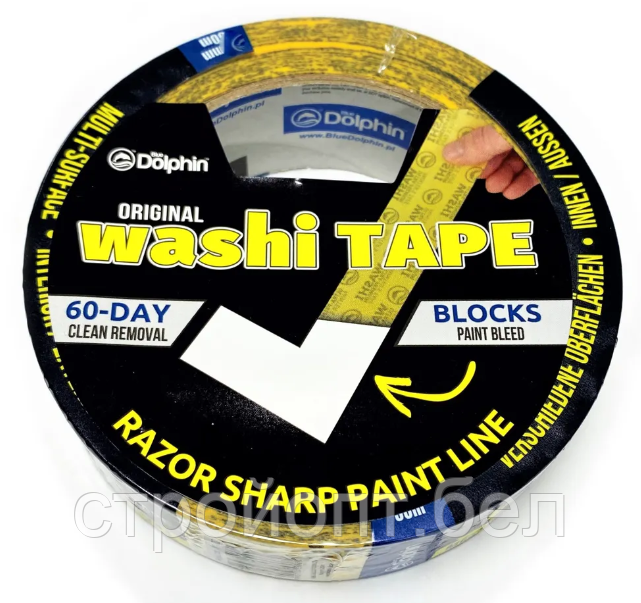 Малярная лента для деликатных поверхностей Blue Dolphin Washi, 50м х 48мм, Польша
