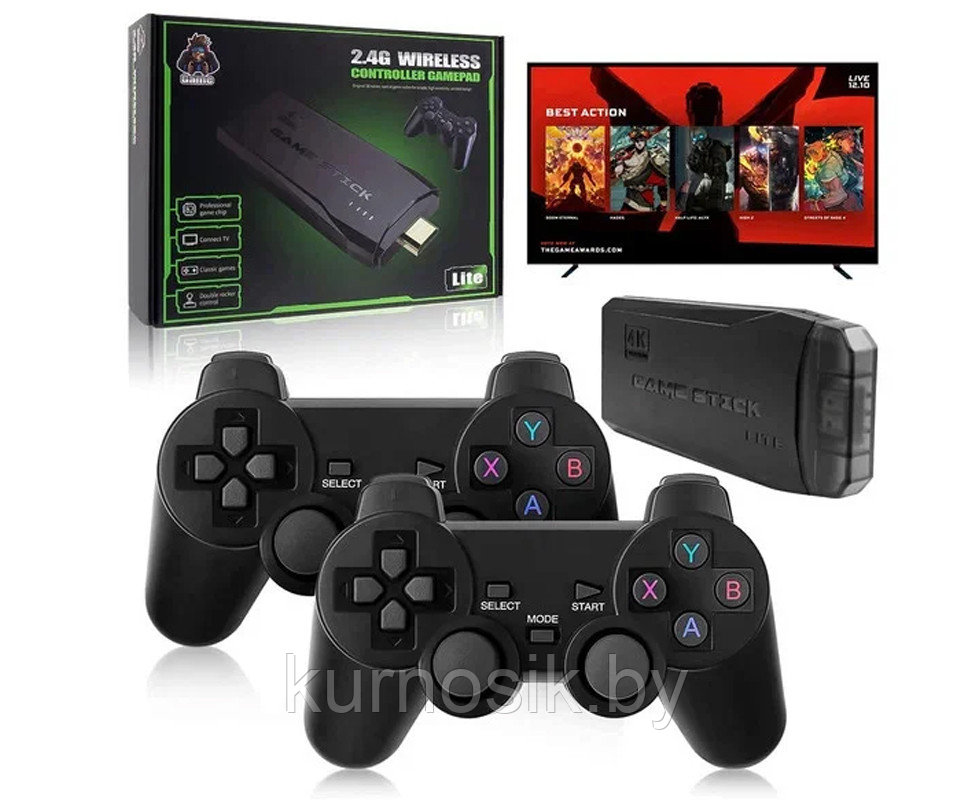 Игровая приставка Game Stick Lite 4К HDMI 2 беспроводных джойстика с Flash картой 32Gb - фото 2 - id-p192754774