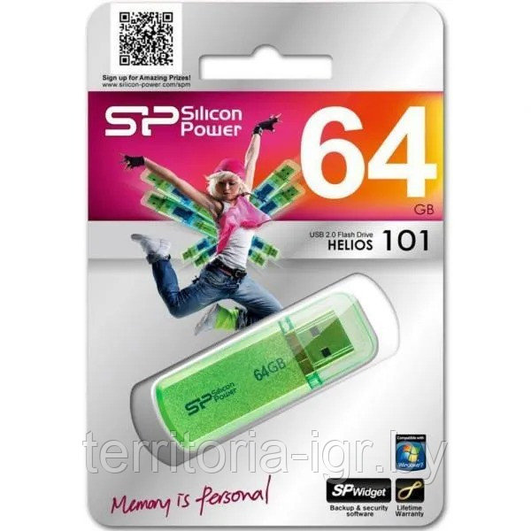 USB-накопитель 64GB Helios 101 SP064GBUF2101V1N зеленый Silicon Power