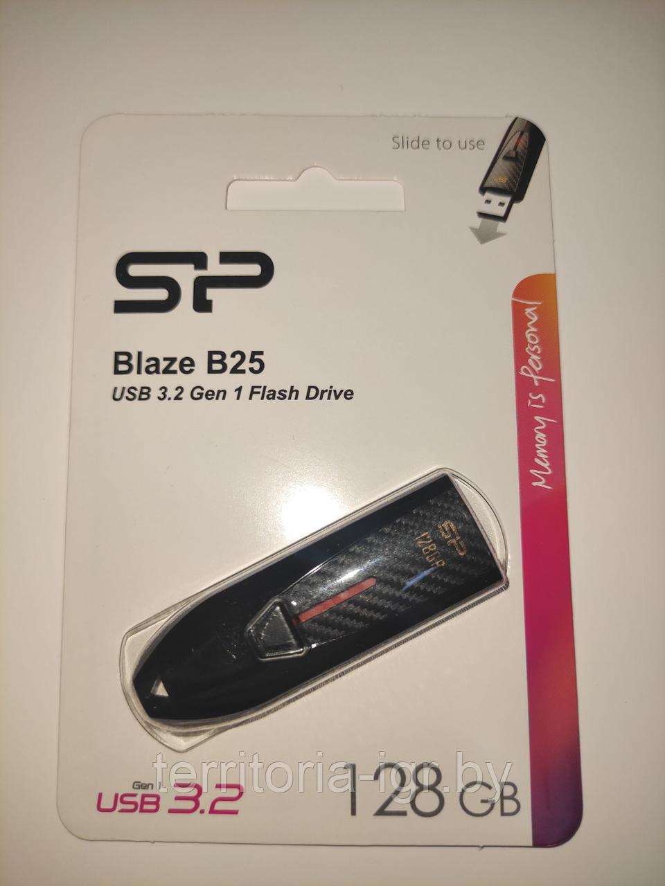 USB-накопитель 128GB Blaze B25 SP128GBUF3B25V1K USB 3.2 черный Silicon Power