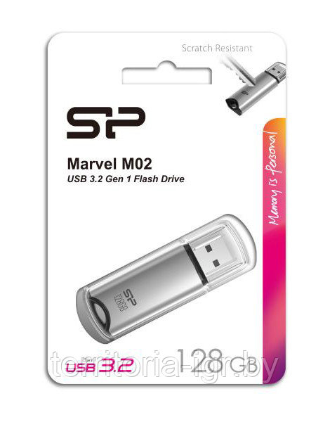 USB-накопитель 128GB Marvel M02 SP128GBUF3M02V1S USB 3.2 серебристый Silicon Power - фото 1 - id-p192785319