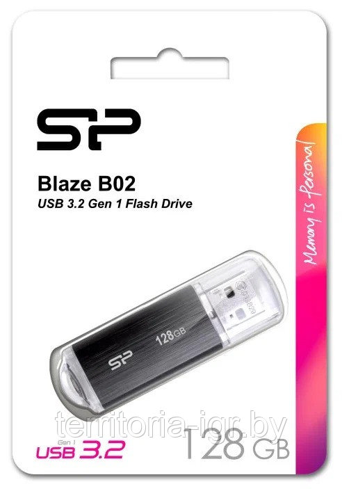 USB-накопитель 128GB Blaze B02 SP128GBUF3B02V1K USB 3.2 черный Silicon Power