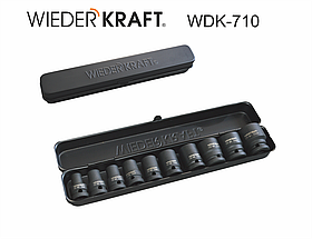 Набор ударных головок WIEDER KRAFT WDK-710 1/2"  9-27мм, в наборе 10 головок Cr-Mo.
