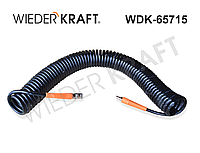 WiederKraft WDK-65715 Шланг пневматический полиуретановый с фитингами БРС. Витой, длина до 15метров, 8*12мм,