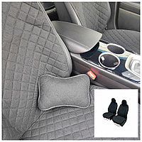 Автонакидки на передние сиденья (льняной комплект) PREMIUM без боковой части + ПОДУШКА в подарок