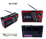 Радиоприемник Waxiba XB-751BT Bluetooth, USB, SD, часы, фонарик   Цвет : черный,красный,золотой, фото 2