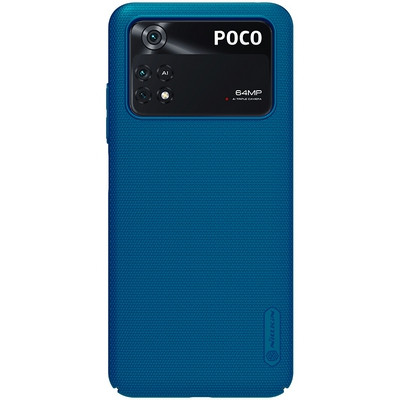 Пластиковый чехол с подставкой Nillkin Super Frosted Shield Синий для Xiaomi Poco M4 Pro 4G - фото 1 - id-p192834864