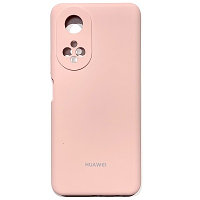 Силиконовый чехол Silicone Case с закрытым низом и защитой камеры светло-розовый для Huawei Honor X7