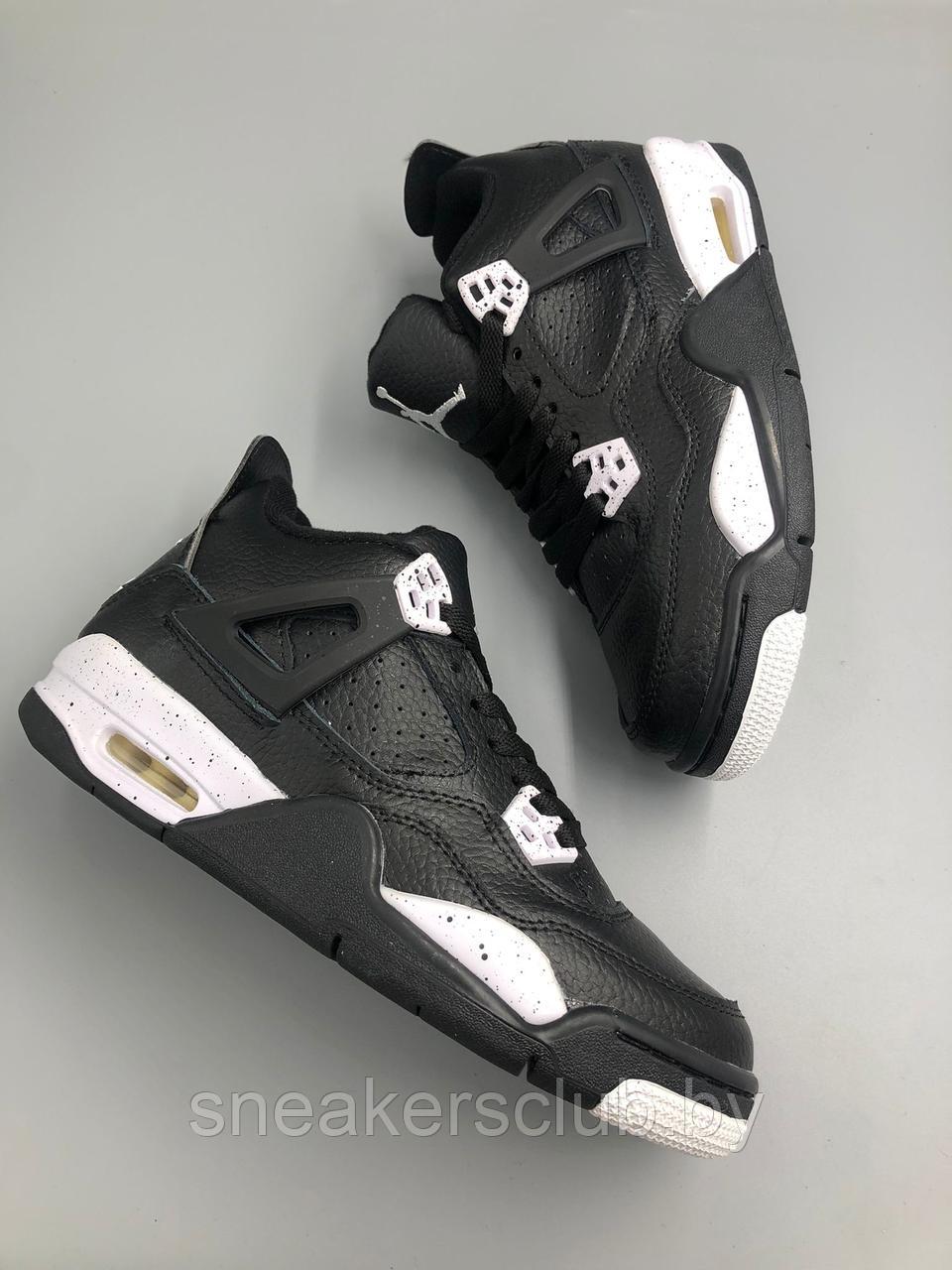 Кроссовки черные подростоковые / женские Nike Jordan 4 / демисезонные / повседневные - фото 4 - id-p192850745