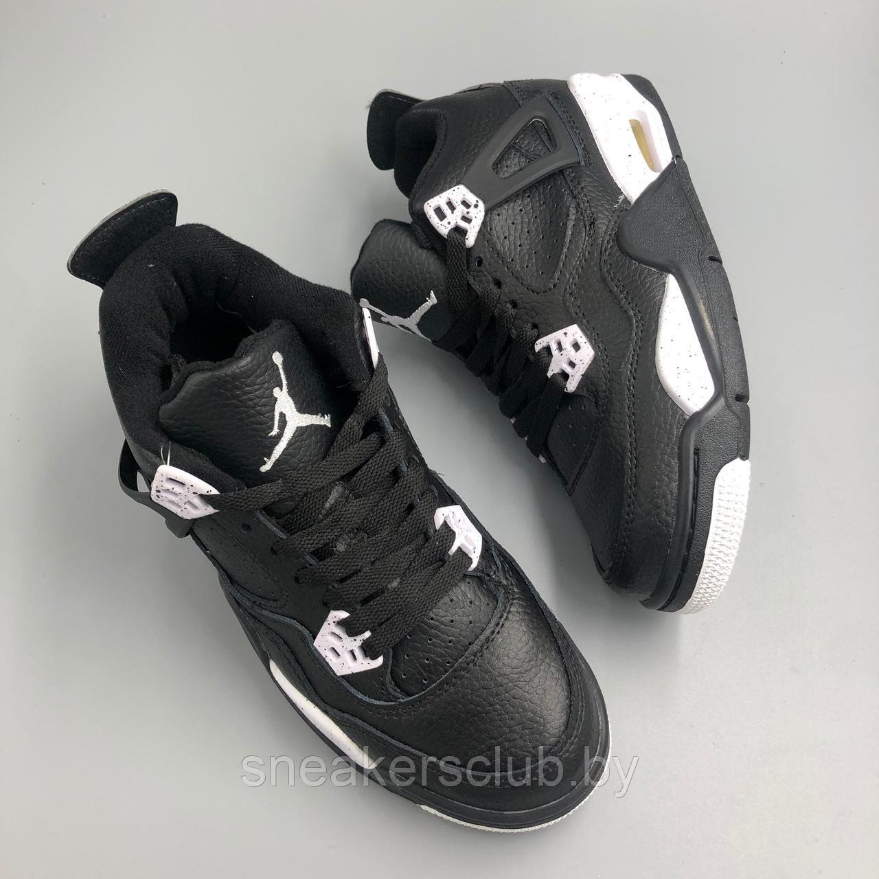 Кроссовки черные подростоковые / женские Nike Jordan 4 / демисезонные / повседневные - фото 2 - id-p192850745