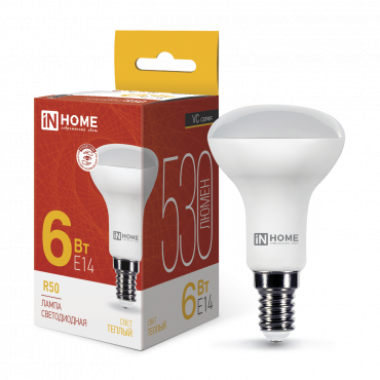 Лампа светодиодная R50 6W E14 3000К (525Lm) IN-HOME