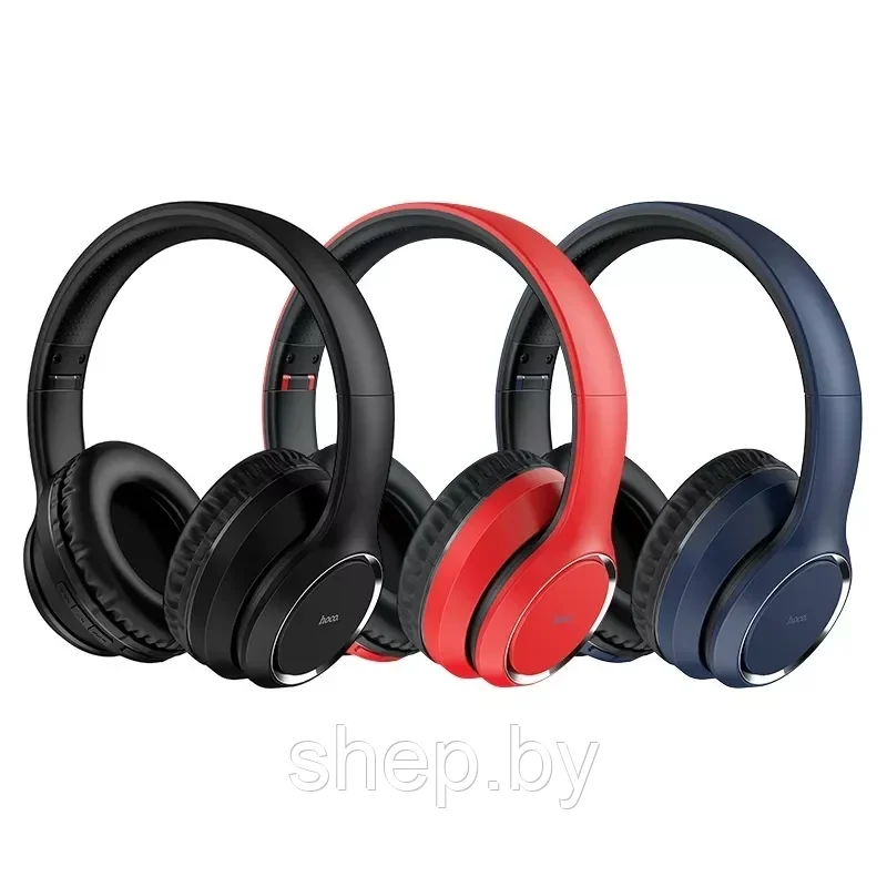 Беспроводные наушники Hoco W28 полноразмерные с микрофоном цвет: черный,красный,синий - фото 1 - id-p168922407