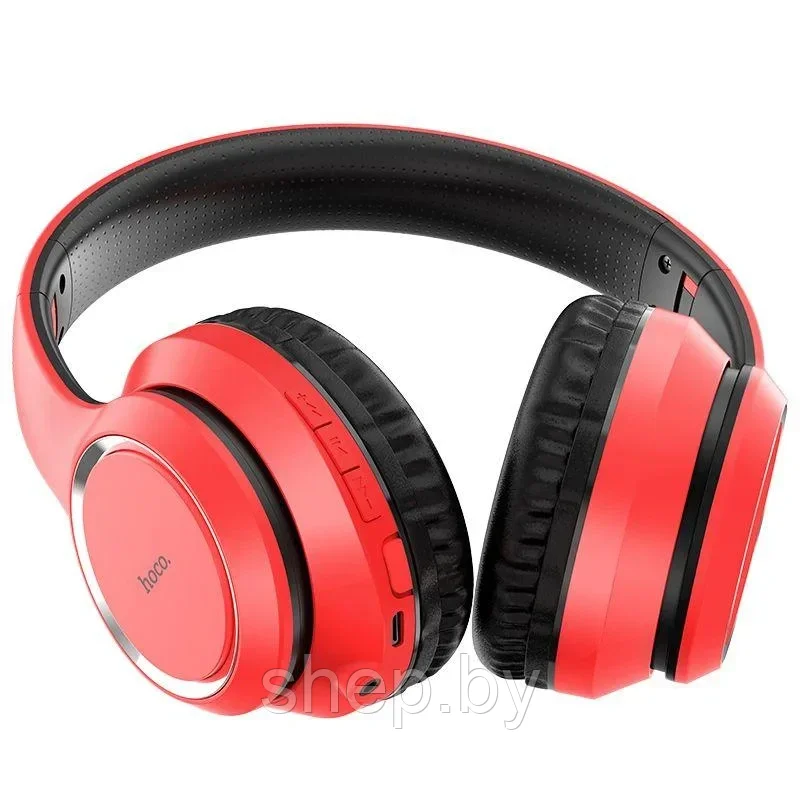 Беспроводные наушники Hoco W28 полноразмерные с микрофоном цвет: черный,красный,синий - фото 3 - id-p168922407