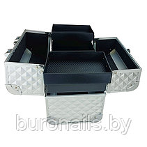 Бьюти-кейс  «BuImer»  кейс для мастеров  , серебро в квадратики, фото 2