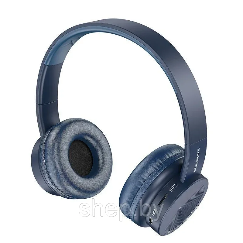 Беспроводные наушники BOROFONE BO11 полноразмерные с микрофоном цвет: черный,синий - фото 2 - id-p168921935