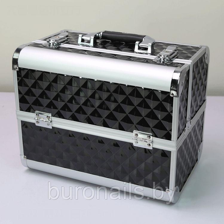 Бьюти-кейс «BuImer» кейс для мастеров , чёрный с серебром в квадратики - фото 3 - id-p192860916