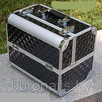 Бьюти-кейс  «BuImer»  кейс для мастеров  , чёрный с серебром в квадратики, фото 2