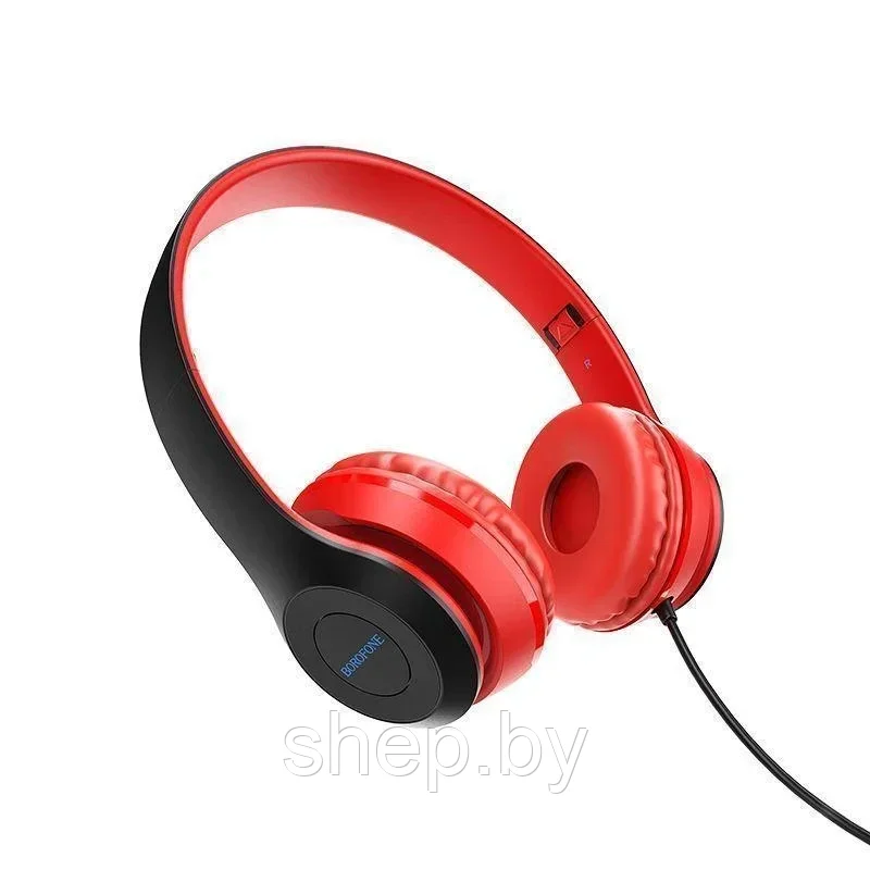 Наушники BOROFONE BO5 полноразмерные с микрофоном, цвет: черный,красный,синий - фото 6 - id-p169146837